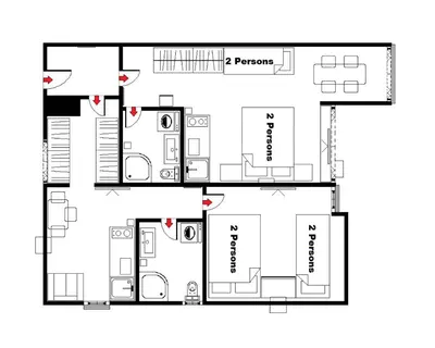 a floor plan of a house at D&D Apartments 3 in Budva