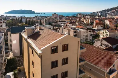 a view of a city from a building at Arvala Apartments in Budva