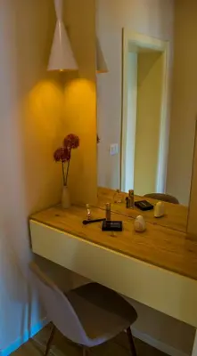 a bathroom with a sink and a mirror at Apartments Kan in Ulcinj