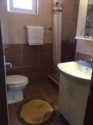 a bathroom with a toilet and a sink at Holiday Home Aksentijevic in Sutomore