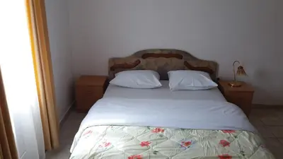 a bedroom with a bed with two pillows at Apartments Šofranac in Podgorica