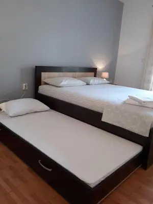 two beds sitting next to each other in a room at Apartment Vukasevic in Virpazar