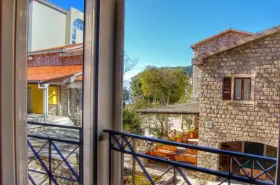 a view from a window of a building at Vasiliki Seaside Apartments in Petrovac na Moru