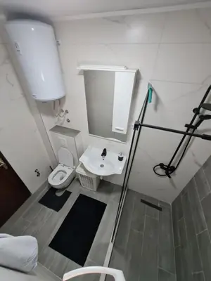 a small bathroom with a toilet and a sink at Apartment Ralf in Ulcinj