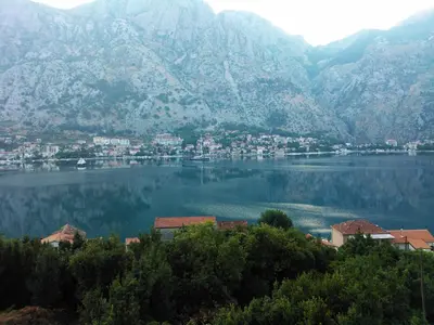 a view of a lake with mountains in the background at Villa 