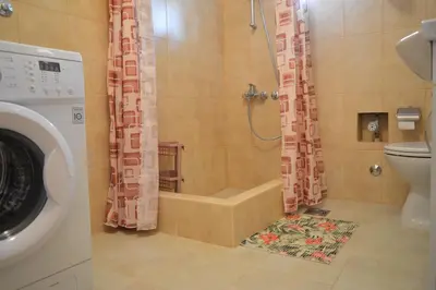 a bathroom with a shower and a toilet at Apartment Sunny in Bar