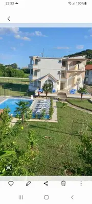 a view of a building with a swimming pool at Guest House Green Garden in Ulcinj