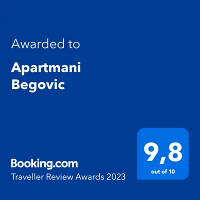 a blue text box with the text awarded to applicantrevenue receivator at Apartmani Begovic in Bar