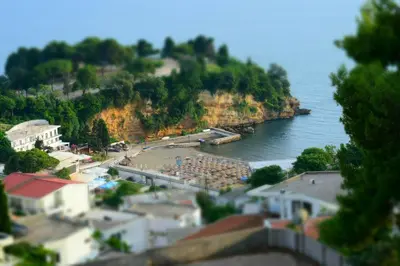 a view of a beach and a body of water at Apartments Stojanovic in Ulcinj