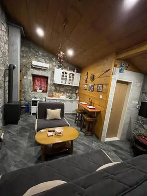 a living room with a couch and a table at Apartman Sofranac in Rijeka Crnojevića
