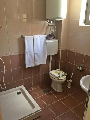 a bathroom with a toilet and a sink at Apartments Pelinkovic in Ulcinj