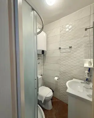 a small bathroom with a toilet and a sink at Apartments Casa del Sol Jovana in Kotor