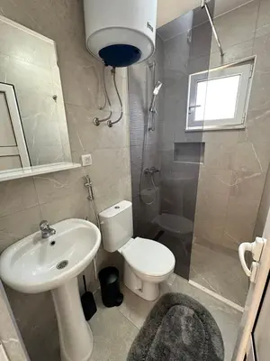 a bathroom with a toilet and a sink and a shower at Ceka Apartments in Ulcinj