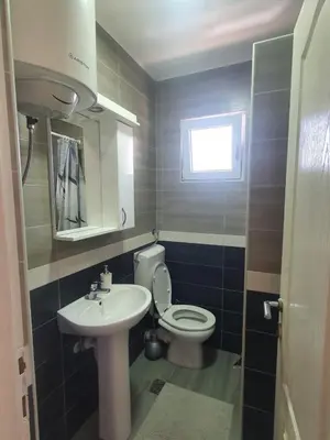a small bathroom with a toilet and a sink at Apartments Luna in Bar