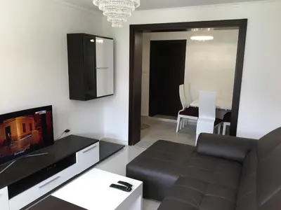 a living room with a couch and a flat screen tv at Apartment Apollo in Kotor