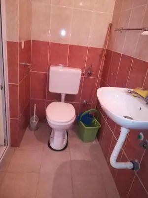 a bathroom with a toilet and a sink at Guesthouse Ada in Bar
