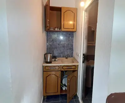 a small kitchen with a sink in a room at Apartmani RAR in Dobra Voda