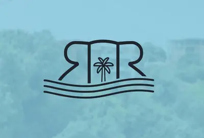 a logo for a resort with a palm tree on it at Apartmani RAR in Dobra Voda