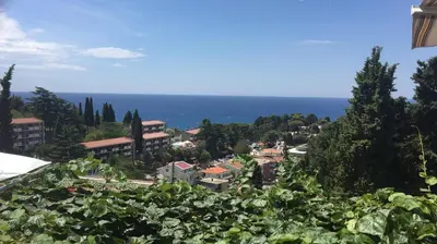 a view of a town with the ocean in the background at Tina Rooms in Ulcinj