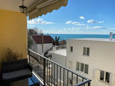 a balcony with a view of the ocean at Villa Casanego in Sutomore