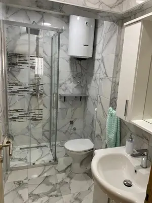 a bathroom with a shower and a toilet and a sink at Apartments Wild Beauty - Krimovica in Budva