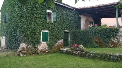 an ivy covered house with a yard at Old house Nilovic in Livari