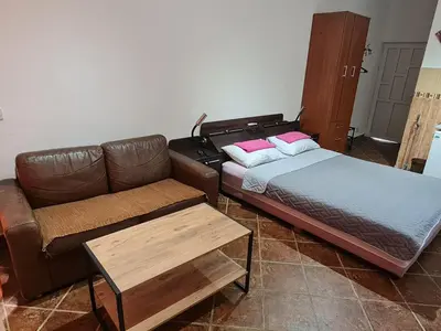 a living room with a couch and a bed at Apartmani Sanja in Bar