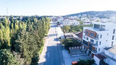 an aerial view of a city street with buildings at Boutique Hotel 