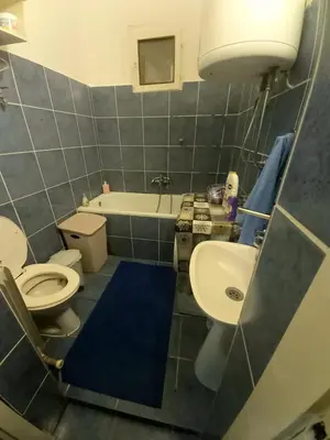 a bathroom with a toilet and a sink and a tub at Apartment Podgorica centre in Podgorica
