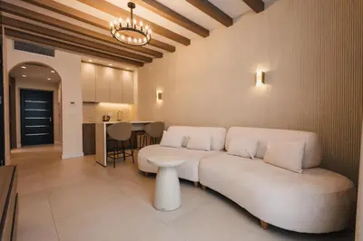 a living room with a couch and a table at Apartments Stanaj in Ulcinj