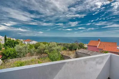 a view of the ocean from the balcony of a house at BOR - The Entire Home with Sea view in Ulcinj