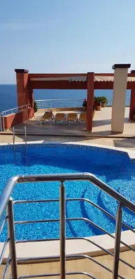 a swimming pool on top of a building at Apartment Sea Space 2 in Dobra Voda