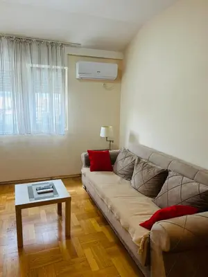 a living room with a couch and a table at Apartment Flat in Podgorica