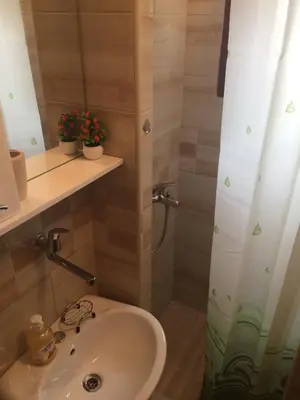a bathroom with a sink and a shower at Apartments Aleksic in Sutomore