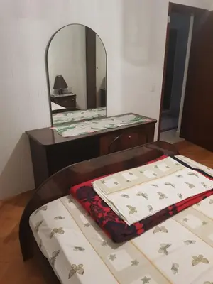 a bed in a room with a mirror and a bed sidx sidx sidx at Holiday Home Celuga in Bar