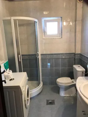 a bathroom with a shower and a toilet and a sink at Holiday Home Celuga in Bar