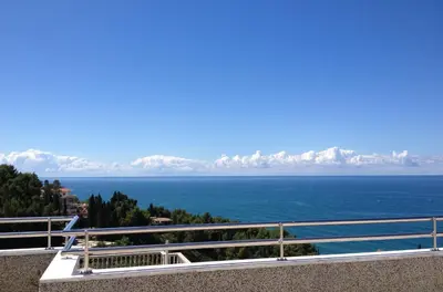 a view of the ocean from a balcony at Blue Sky Apartments-Ulcinj, Montenegro in Ulcinj