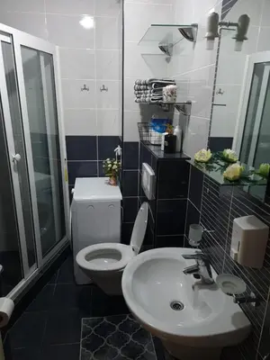 a bathroom with a toilet and a sink at Apartman Centar Lux in Budva