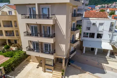 an aerial view of a building with balconies at Al Mare apartments Budva in Budva