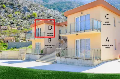 a house with the names of its names at Four Seasons Apartments in Kotor