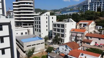 an aerial view of a city with buildings at Apartments Djuro Rafailovic in Budva