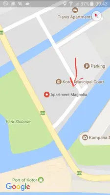 a map of the park of korea at Magnolia Old Town in Kotor