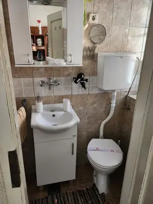 a small bathroom with a toilet and a sink at Apartments Sandra 2 in Kotor