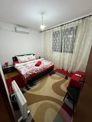 a bedroom with a bed and a tv in it at Airport home Radinovic in Podgorica