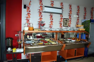 a buffet line with many different types of food at Miami apartments in Ulcinj