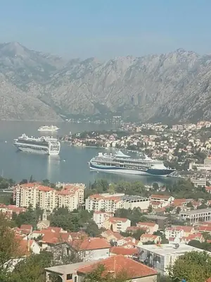 two cruise ships in a body of water at Beautiful view in Kotor