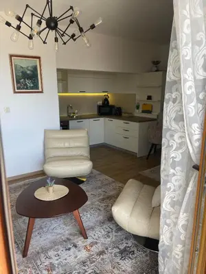 a living room with a couch and a table at Reina in Petrovac na Moru