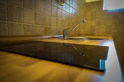 a bathroom with a sink and a counter at Markov konak in Cetinje
