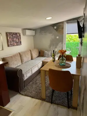 a living room with a couch and a table at Apartment viva Jelena in Budva