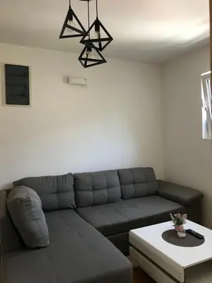 a living room with a couch and a table at Apartman Tijana in Budva